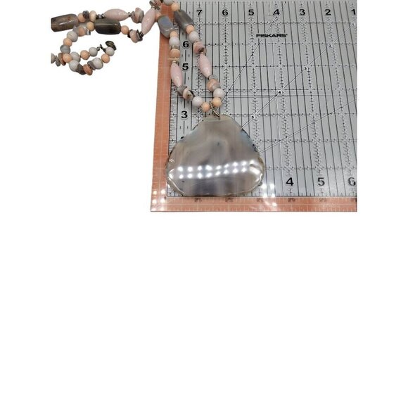 Miriam Haskell Large Chunky Statement Pendant Necklace Semi-Precious Stones 28" - Picture 16 of 16